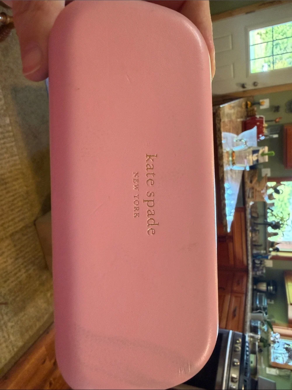 kate spade Pink and Teal Eyeglass Case with Gold Accent